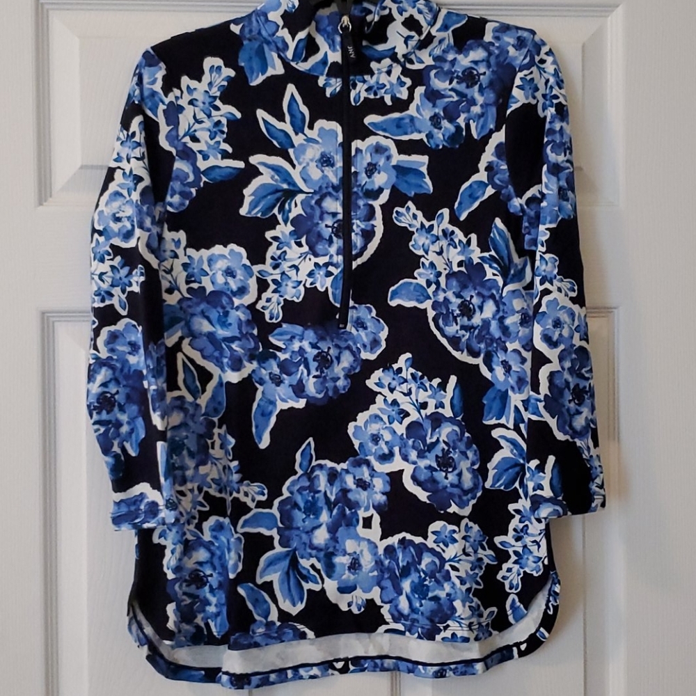 Jones New York Blue Zip Top